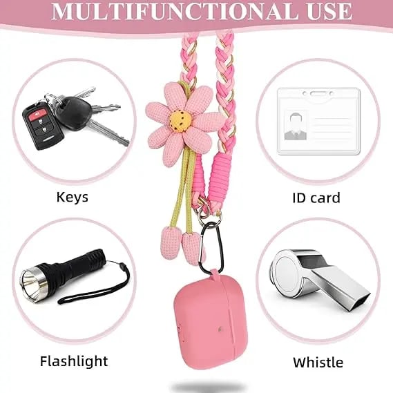 Cute Floral Phone Crossbody Lanyard | Hands-Free | Universal Fit | Braided Strap | 4 Colors