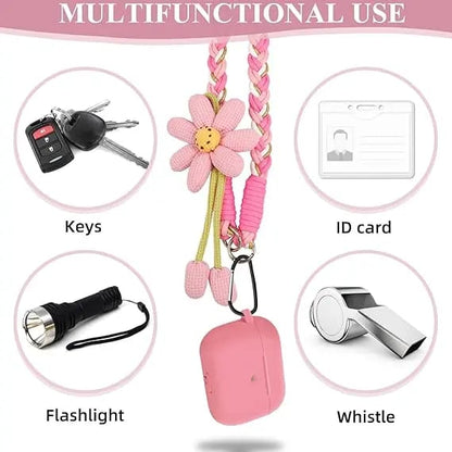 Cute Floral Phone Crossbody Lanyard | Hands-Free | Universal Fit | Braided Strap | 4 Colors