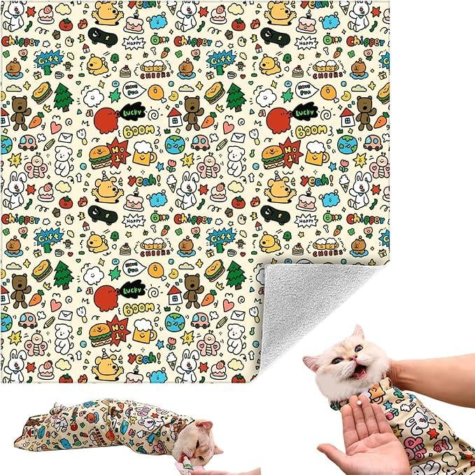 Cat Grooming Wrap – Self-adherent Anti-scratch Swaddle Restraint Bag For – ⭐⭐⭐⭐⭐