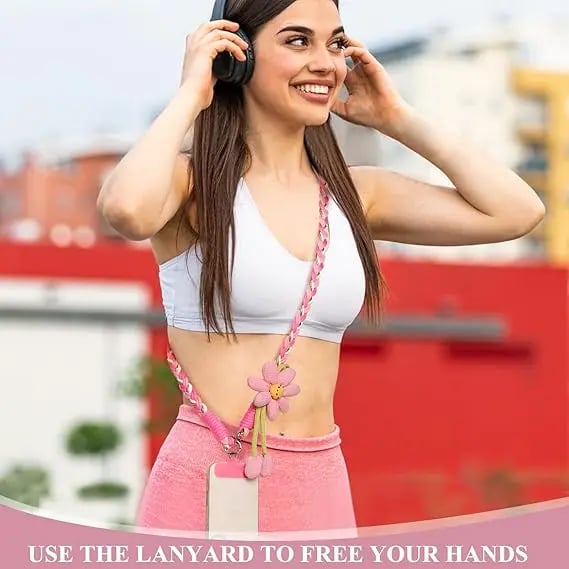 Cute Floral Phone Crossbody Lanyard | Hands-Free | Universal Fit | Braided Strap | 4 Colors