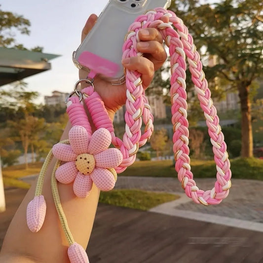 Cute Floral Phone Crossbody Lanyard | Hands-Free | Universal Fit | Braided Strap | 4 Colors