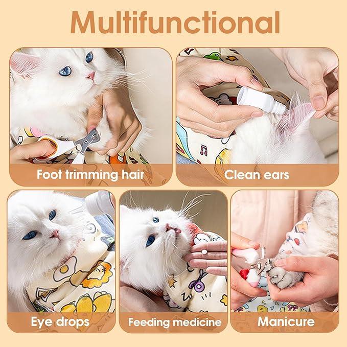 Cat Grooming Wrap – Self-adherent Anti-scratch Swaddle Restraint Bag For – ⭐⭐⭐⭐⭐