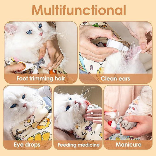 Cat Grooming Wrap – Self-adherent Anti-scratch Swaddle Restraint Bag For – ⭐⭐⭐⭐⭐