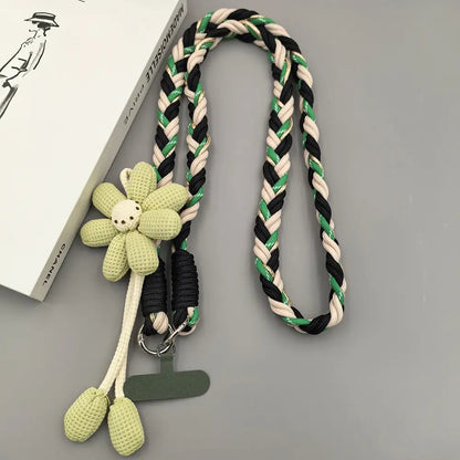 Cute Floral Phone Crossbody Lanyard | Hands-Free | Universal Fit | Braided Strap | 4 Colors