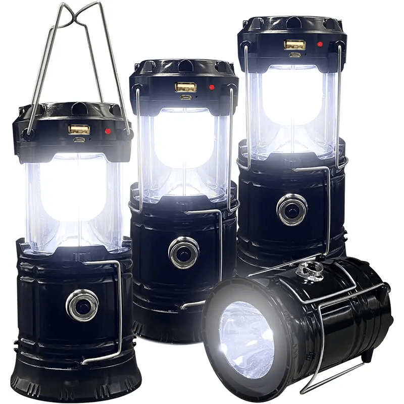 Collapsible Led Camping Lantern – 2-in-1 Solar & Usb Rechargeable, 600 Lumens, –