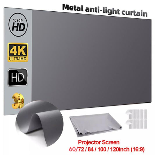 Anti-light 4k Projector Screen – 2.4 Gain, 160° View, Foldable & Velcro Mount |