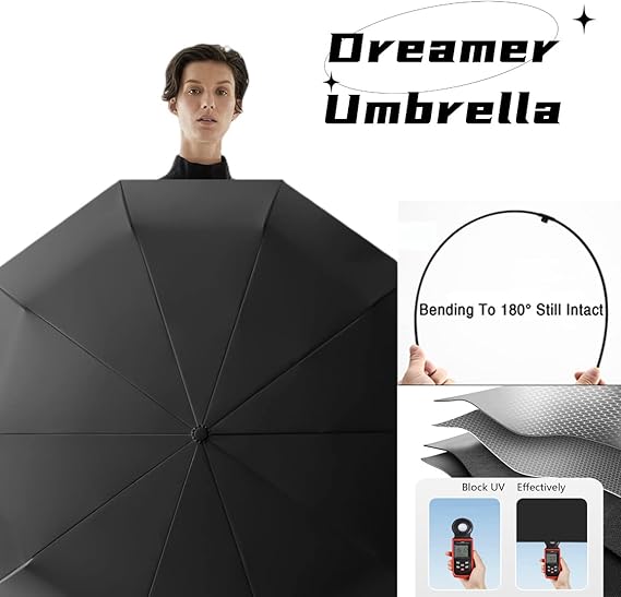 Compact Folding Umbrella – Auto Open/close, Uv & Rain Protection, Triple Rib –