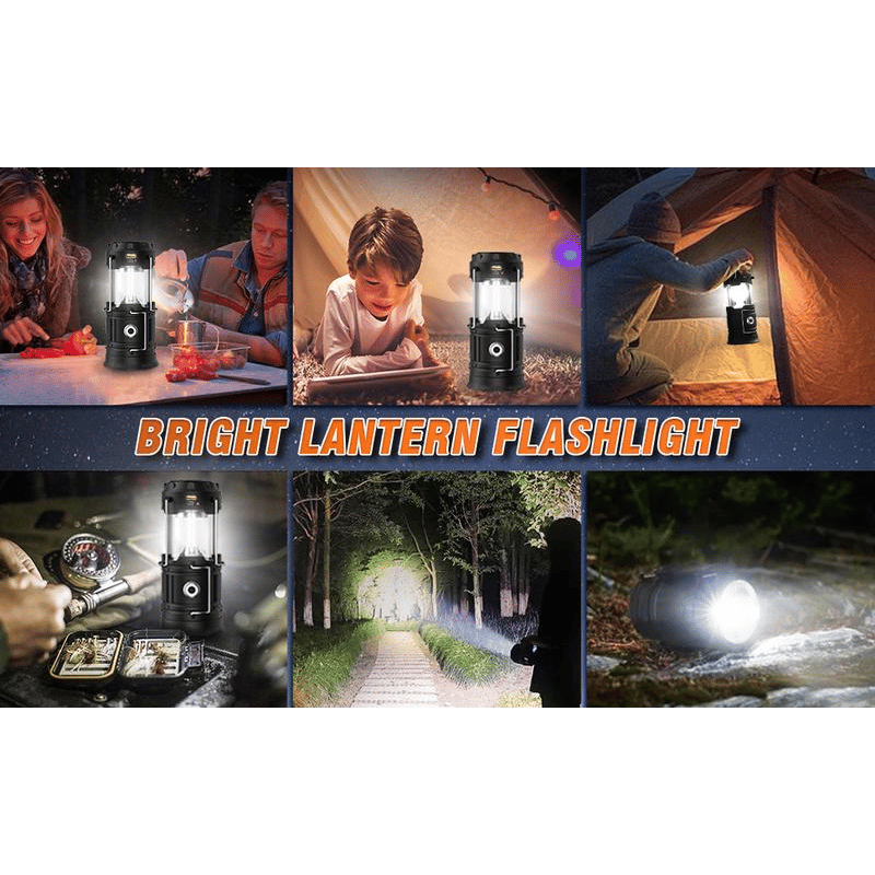 Collapsible Led Camping Lantern – 2-in-1 Solar & Usb Rechargeable, 600 Lumens, –