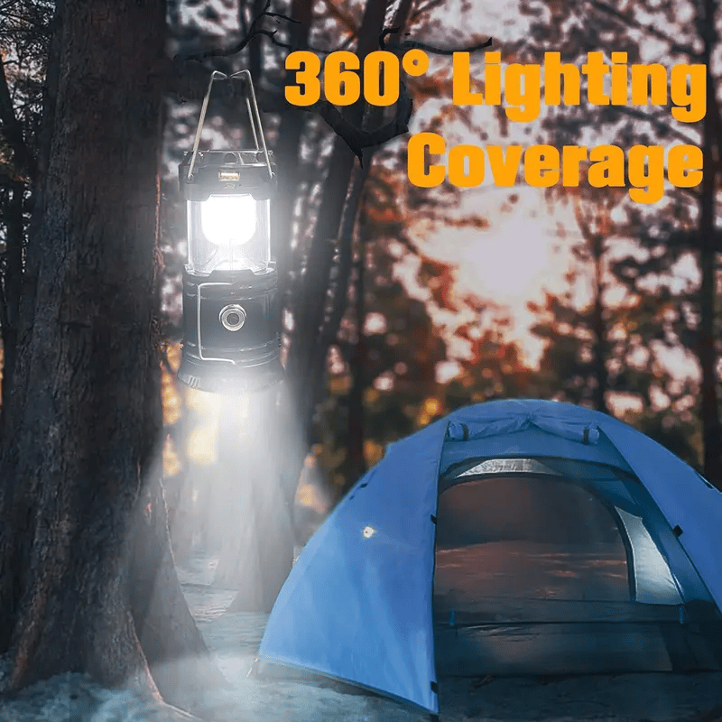 Collapsible Led Camping Lantern – 2-in-1 Solar & Usb Rechargeable, 600 Lumens, –
