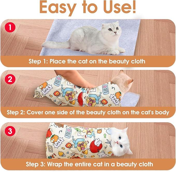 Cat Grooming Wrap – Self-adherent Anti-scratch Swaddle Restraint Bag For – ⭐⭐⭐⭐⭐