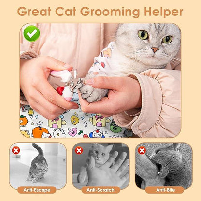 Cat Grooming Wrap – Self-adherent Anti-scratch Swaddle Restraint Bag For – ⭐⭐⭐⭐⭐