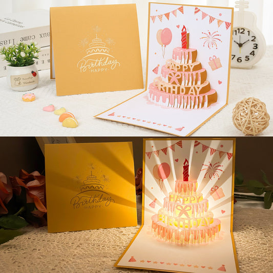 D Pop Up Birthday Card With Led Light & Music – Laser Cut, Recording Playback, 5