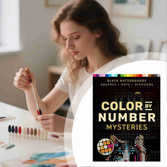 Color By Number Coloring Book – 200 Pages, 3 Grid Styles, Black Background | –