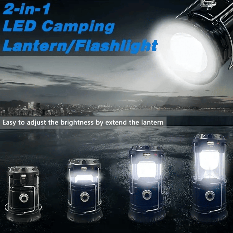 Collapsible Led Camping Lantern – 2-in-1 Solar & Usb Rechargeable, 600 Lumens, –